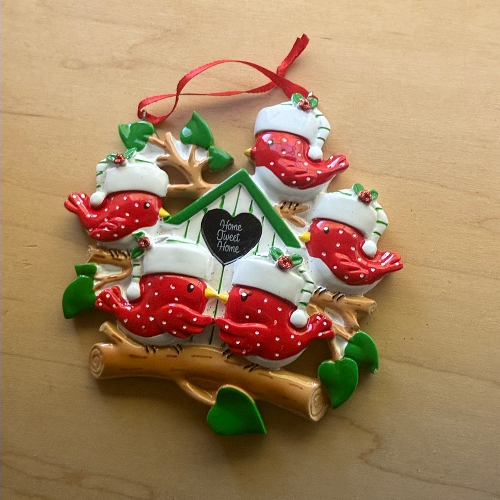 Bird House Tree Family Of 5 Christmas Ornament